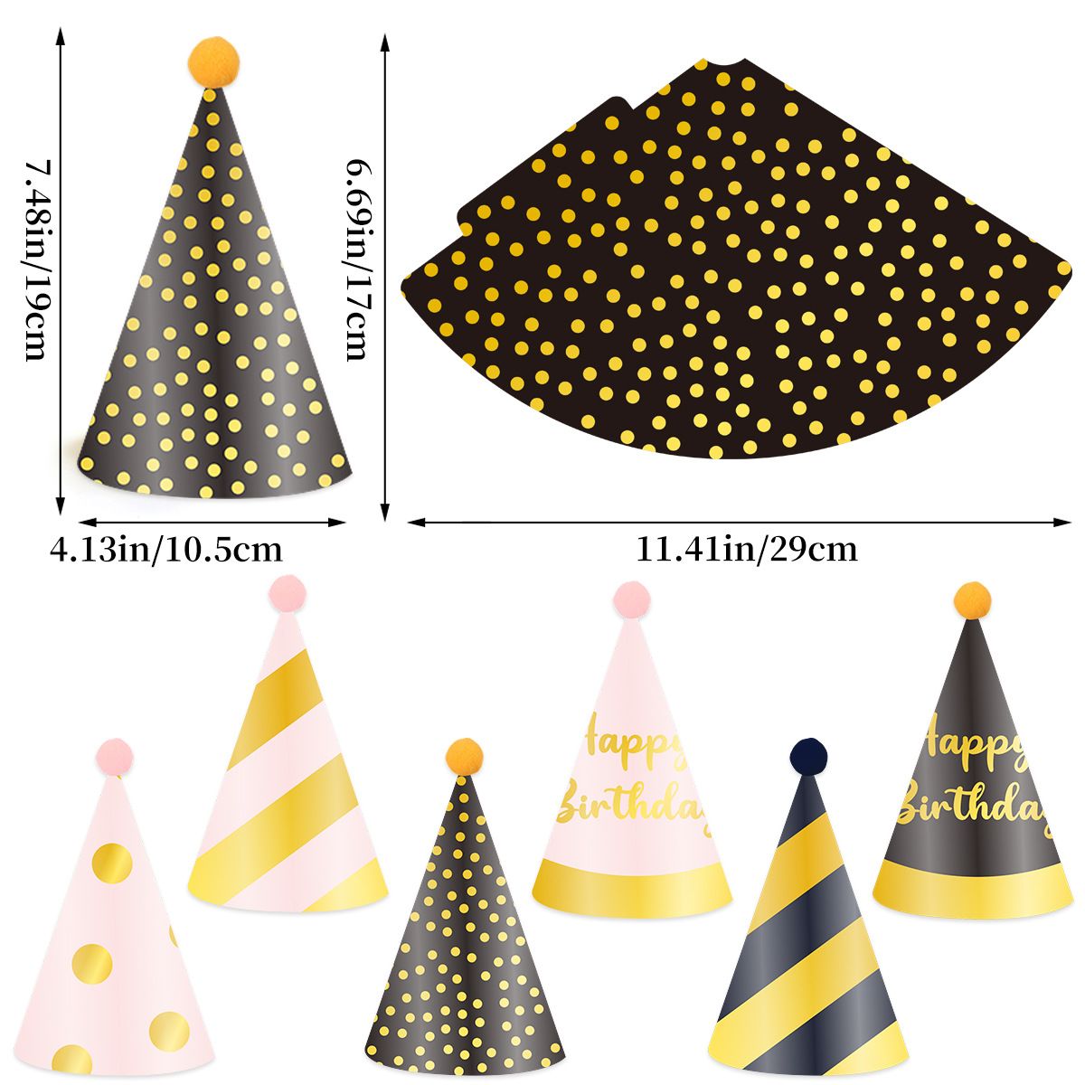 12-piece Kids Birthday Party Hats Set - for Birthday Events and Themed Gatherings