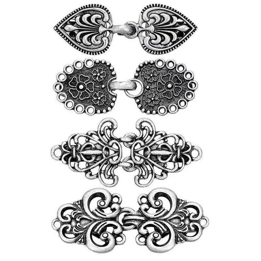 4-Piece Silvery Vintage Sweater Shawl Clip Brooch