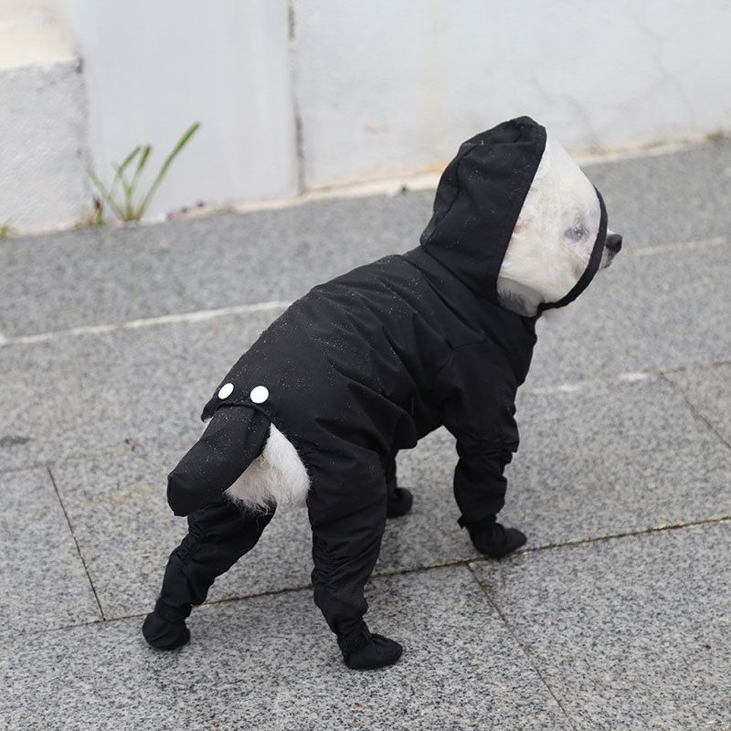 Green M Waterproof Dog Raincoat Jumpsuit with Hood & Boots