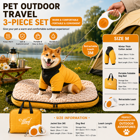 3-Piece Dog Winter Travel Set - Yellow M