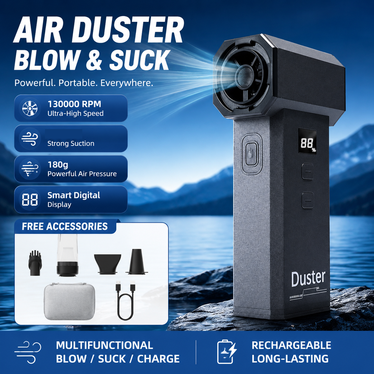 Portable Vacuum & Air Blower - Black