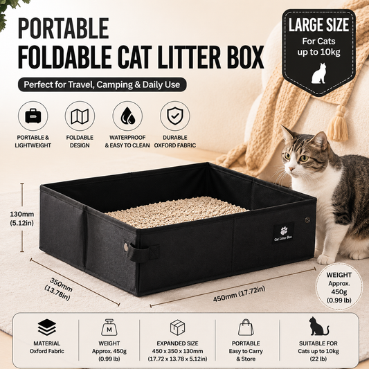 Foldable Travel Cat Litter Box - Black