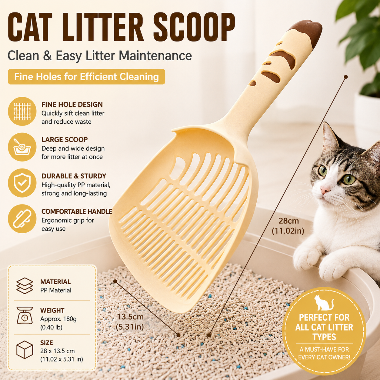 Large Cat Litter Scoop - Yellow