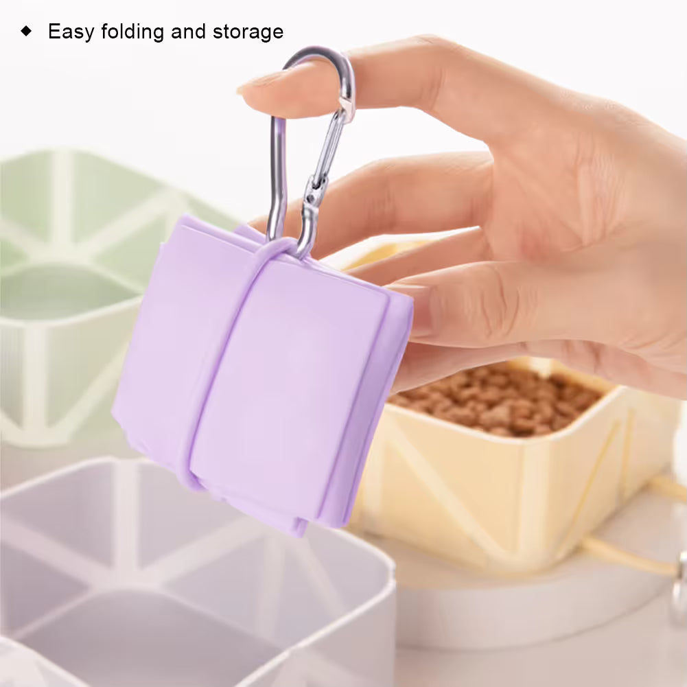 Green Foldable Outdoor Water & Food Dish for Dogs & Cats - Eco-Friendly for Walking, Hiking & Camping