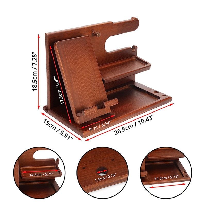 Multi-Functional Wooden Nightstand Organizer All-in-One Storage Solution