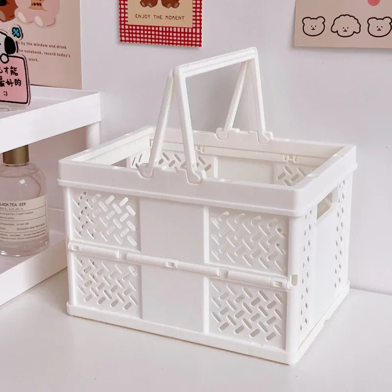Multi purpose storage solution White Foldable Storage Basket with Handles