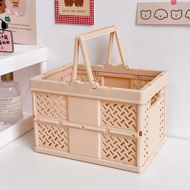 Multi purpose storage solution Brown Foldable Storage Basket with Handles
