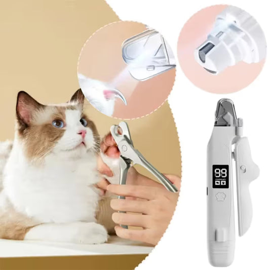 2 in 1 Pet Nail Clippers with Grinder LED Light Rechargeable Electric Dog Cat Nail Trimmer with LCD Display