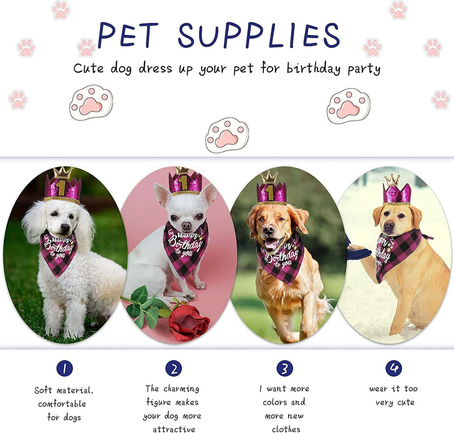 Dog Birthday Bandana Hat Bow Tie Balloons