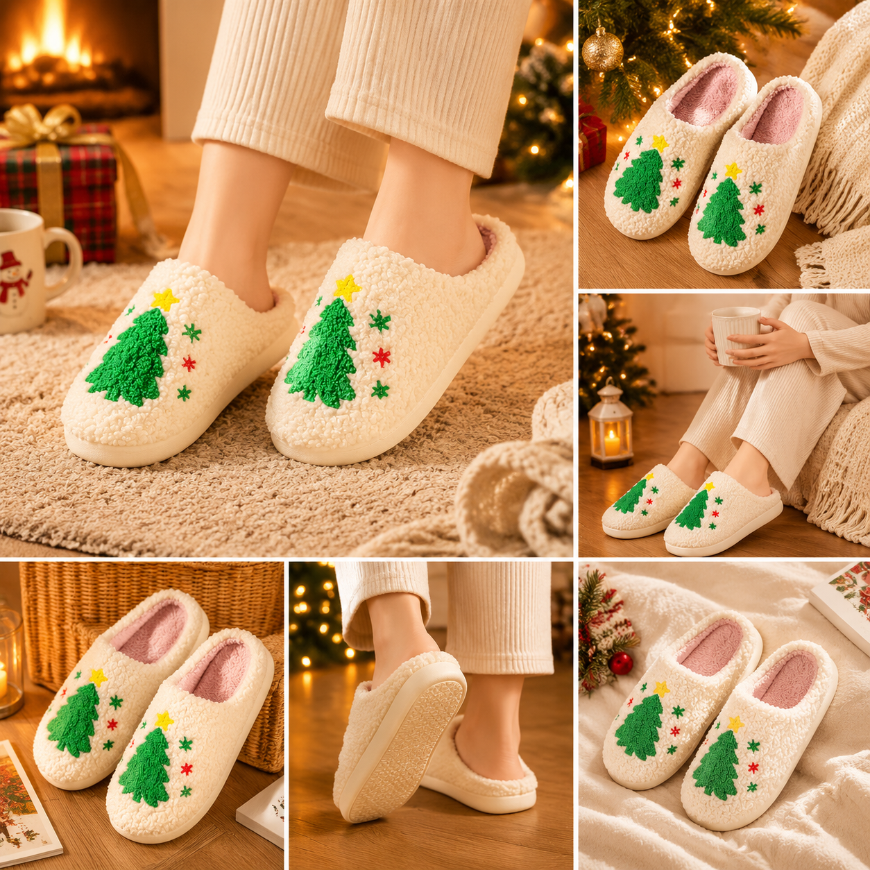 Christmas Blanket, Slippers & Tieback Gift Set