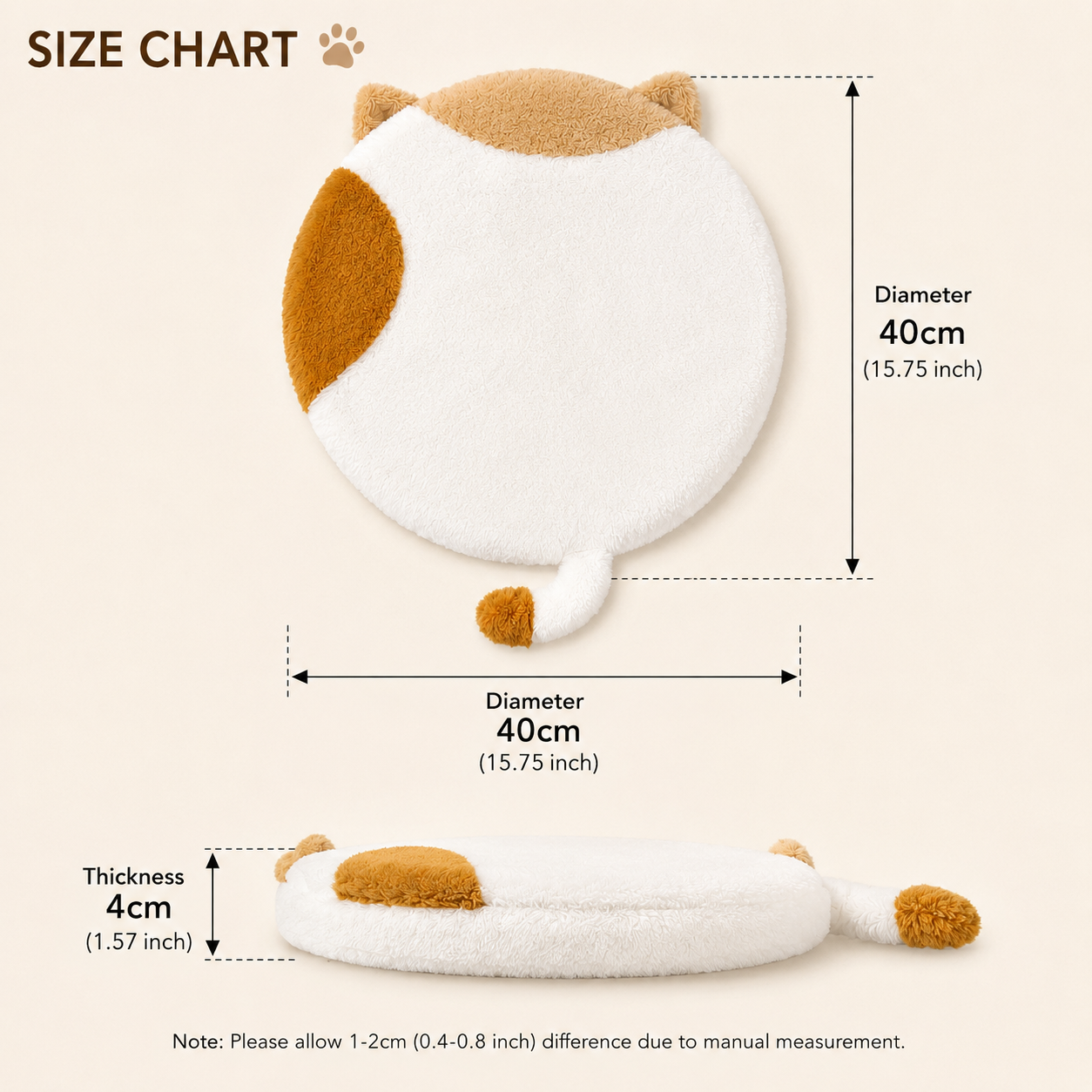 Brown Tabby Round Cat Seat Cushion 40cm