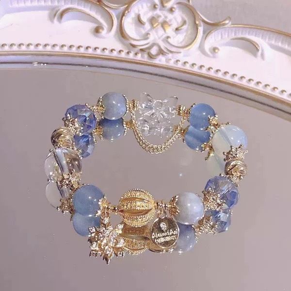 Blue Crystal Snowflake Charm Bracelet