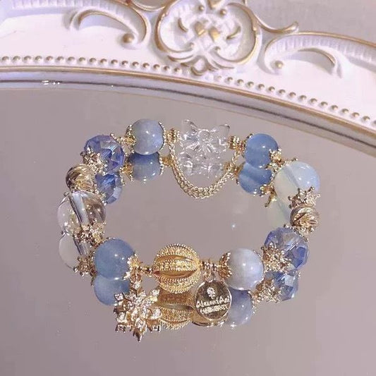Blue Crystal Snowflake Charm Bracelet