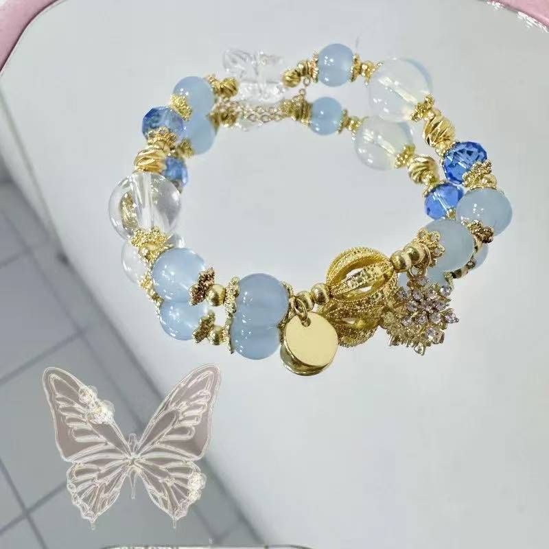 Blue Crystal Snowflake Charm Bracelet