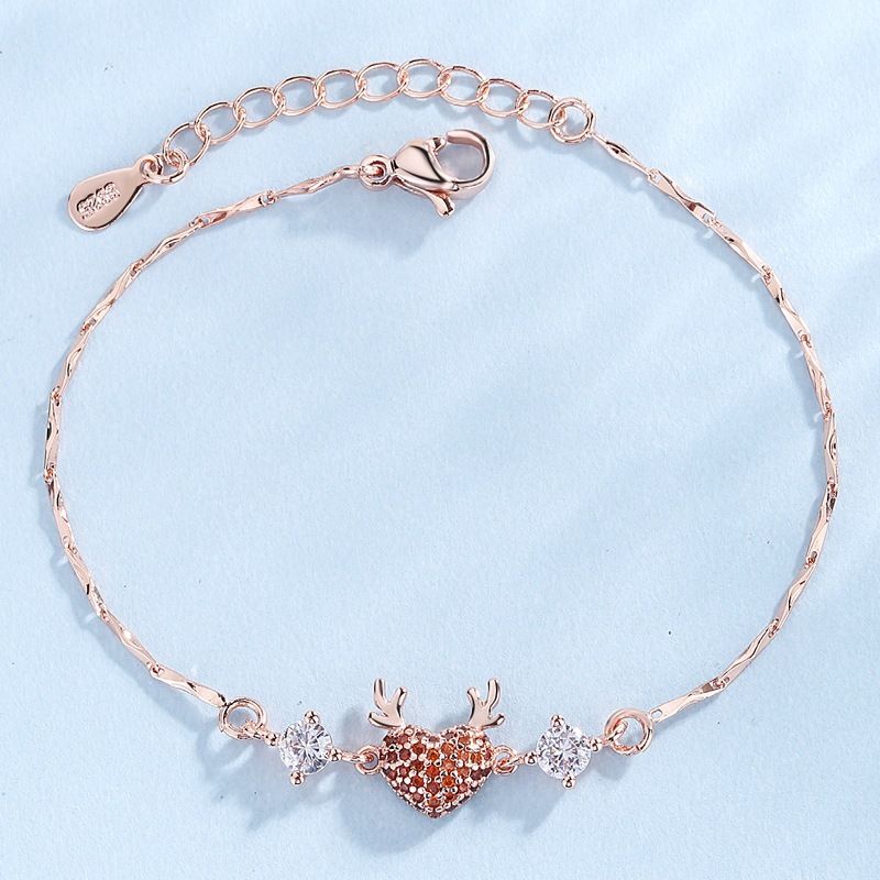 Rose Gold Reindeer Heart Bracelet
