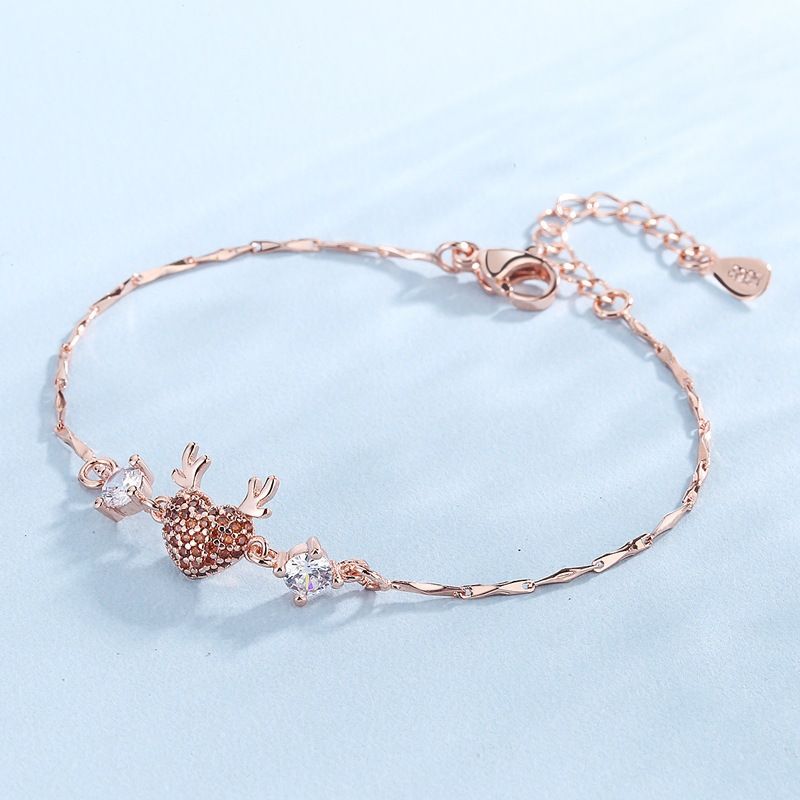 Rose Gold Reindeer Heart Bracelet
