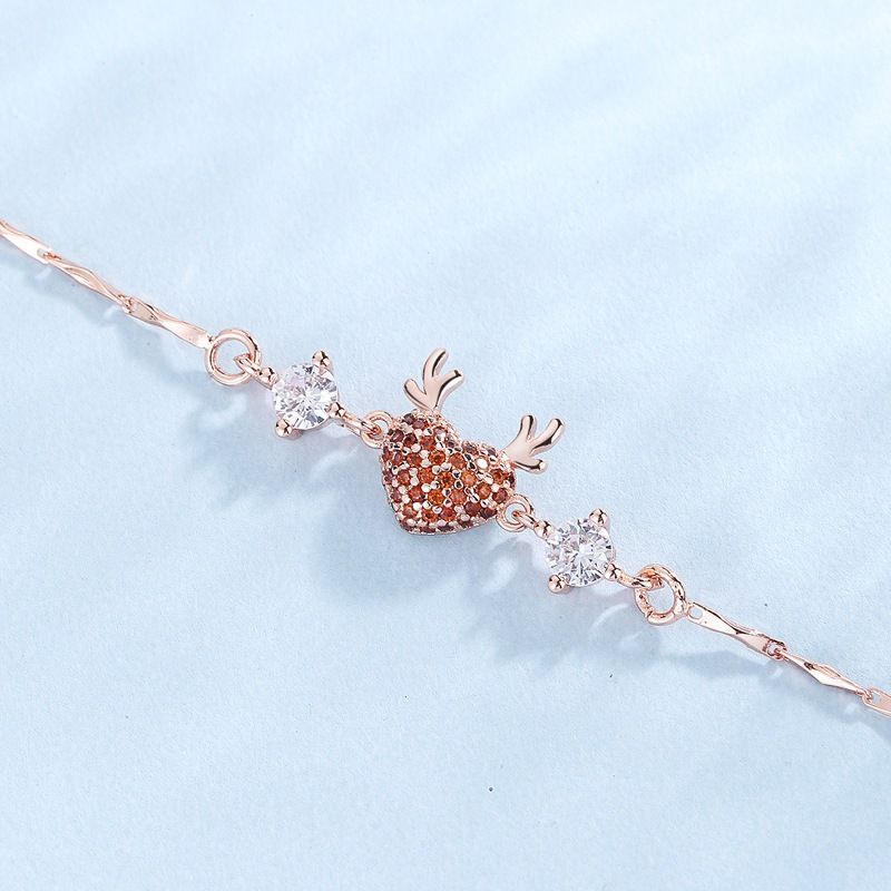 Rose Gold Reindeer Heart Bracelet