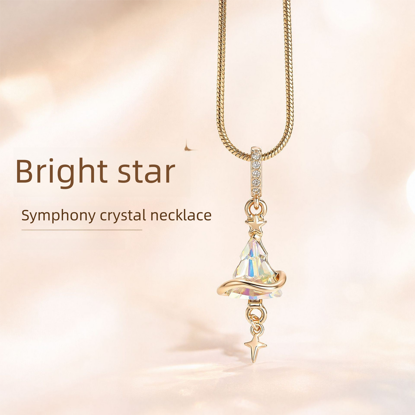 Crystal Star Witch Hat Pendant Necklace