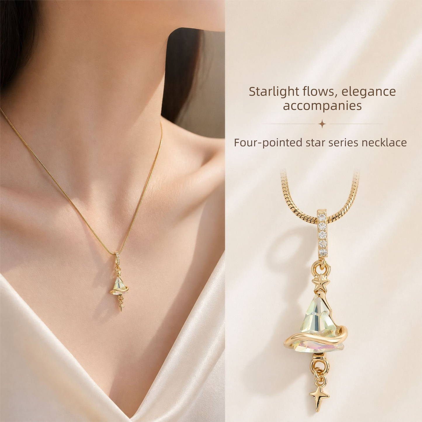 Crystal Star Witch Hat Pendant Necklace
