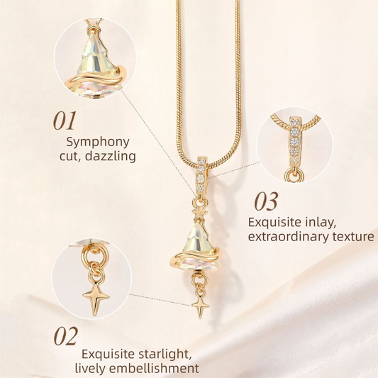 Crystal Star Witch Hat Pendant Necklace