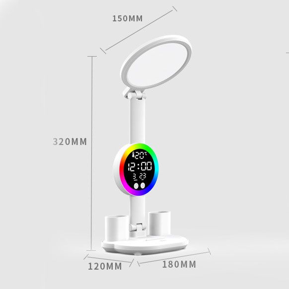 LED Desk Lamp with Clock & Phone Stand