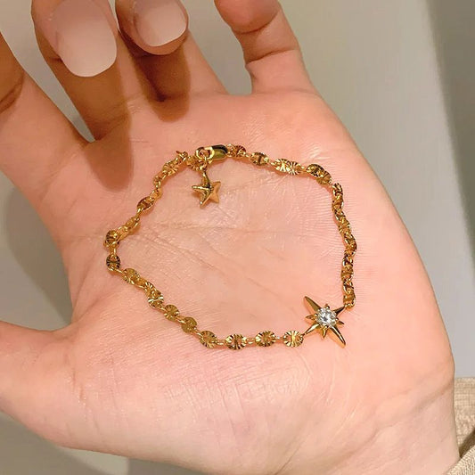 Gold Lucky Star Crystal Bracelet