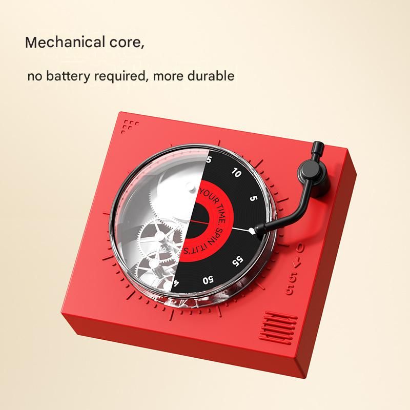 Red Record Player Mechanical Pomodoro Timer