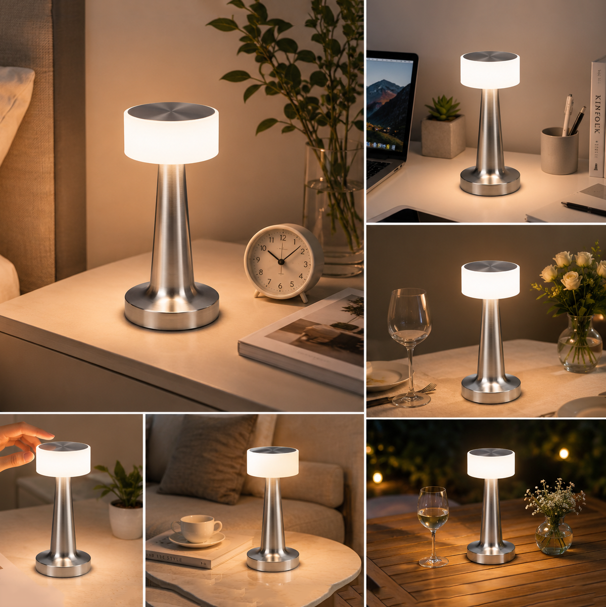 Silver Rechargeable UFO Table Lamp