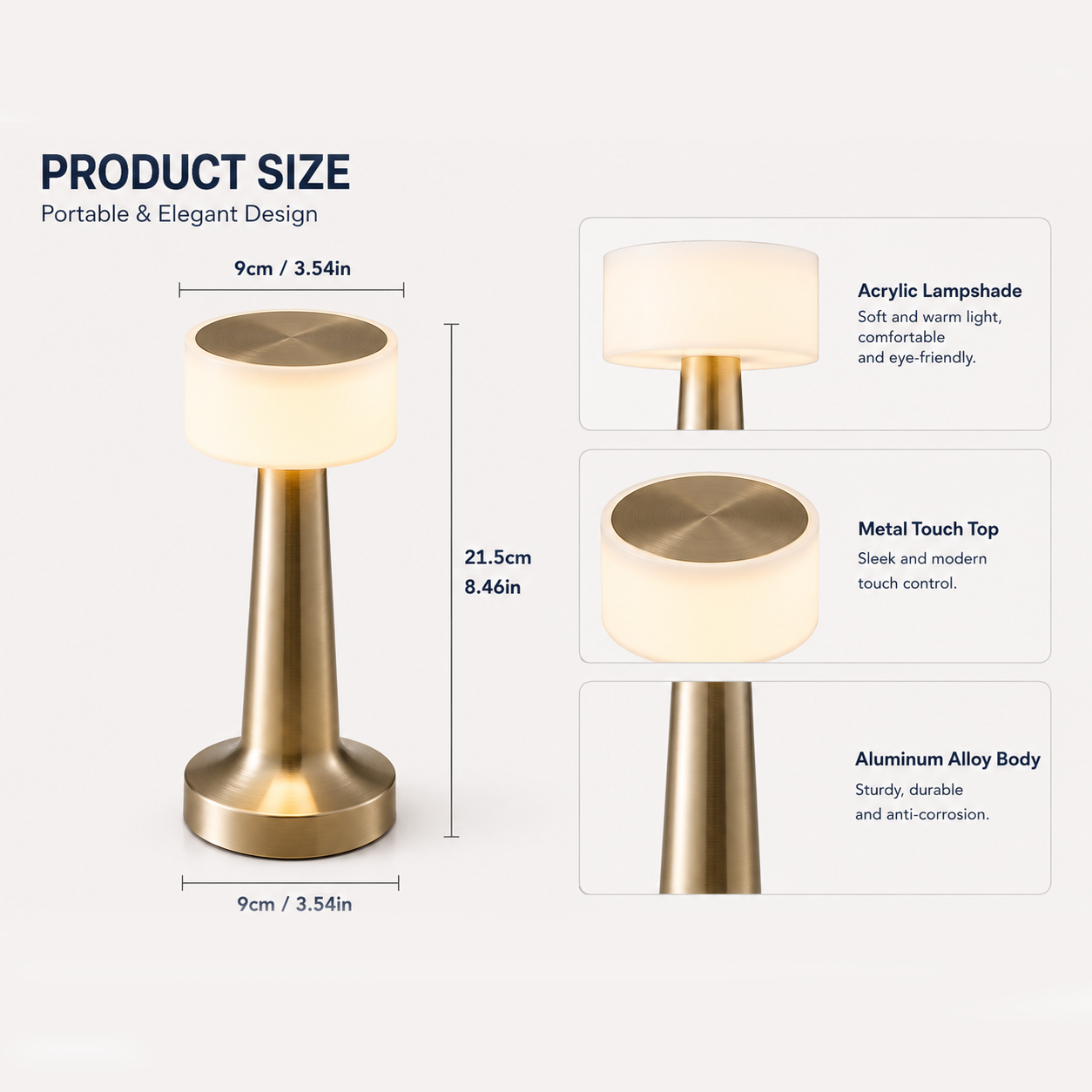 Copper Rechargeable UFO Table Lamp