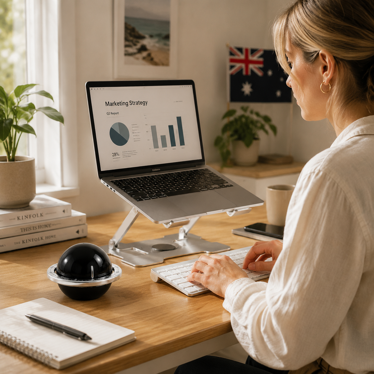 Rotating Laptop Stand & Timer Set - Silver