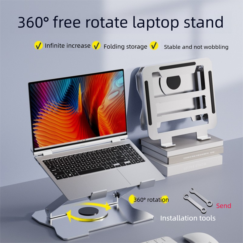 Rotating Laptop Stand & Timer Set - Silver