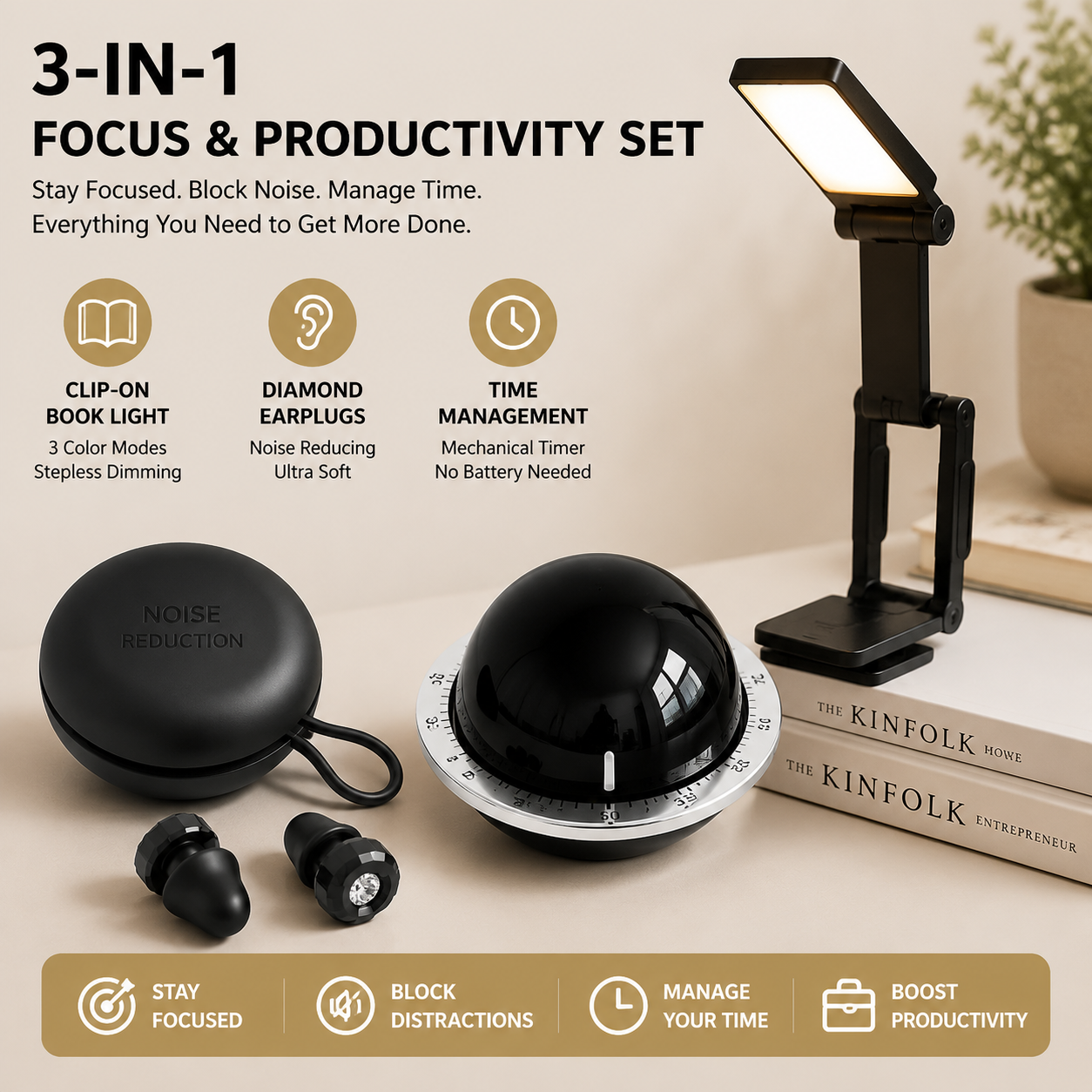3-in-1 Focus Set with Timer & Reading Light