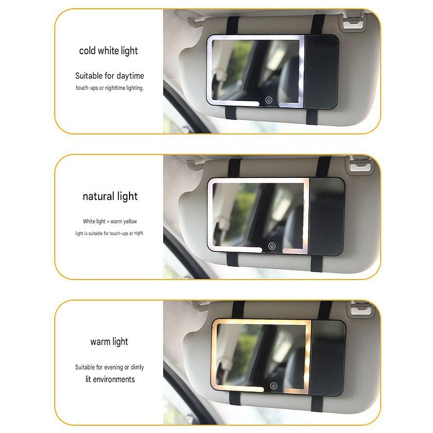 LED Car Sun Visor Makeup Mirror - White