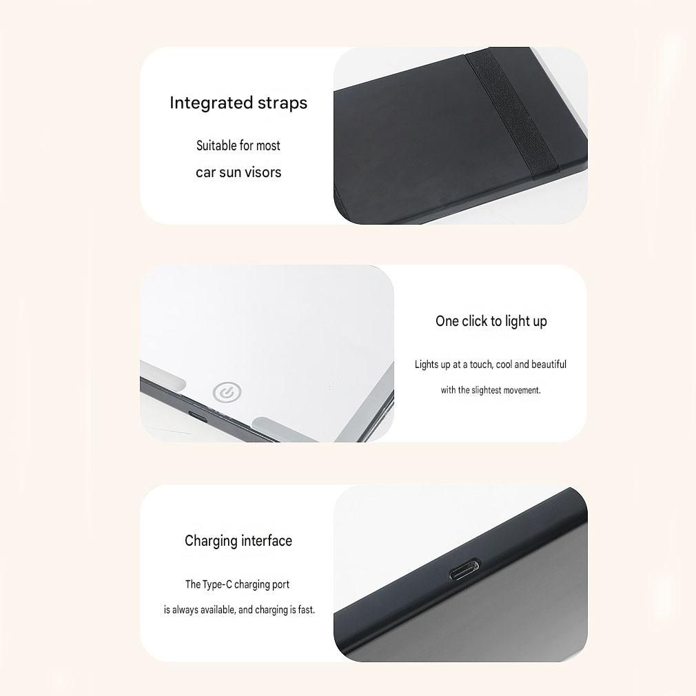 LED Car Sun Visor Makeup Mirror - White