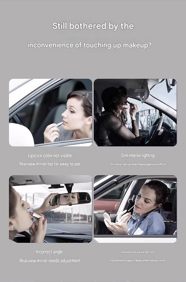 LED Car Sun Visor Makeup Mirror - White
