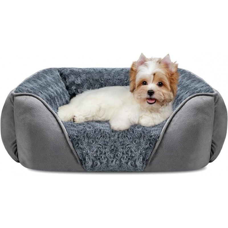 Washable Bolstered Pet Bed - Grey S