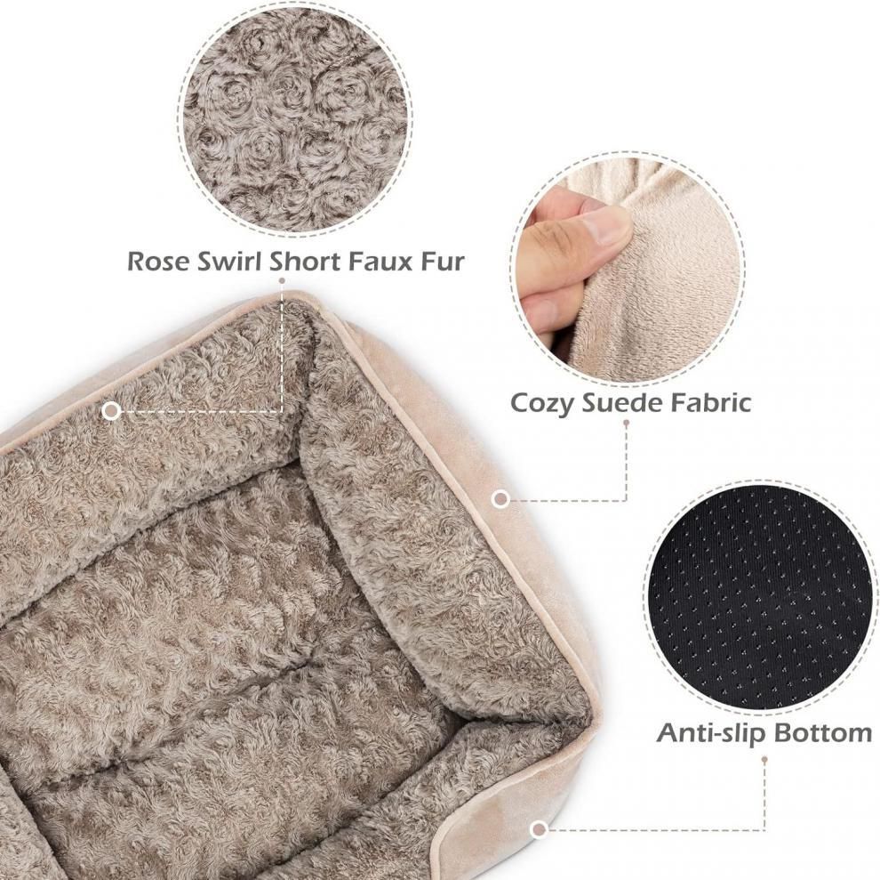 Washable Bolstered Pet Bed - Camel S