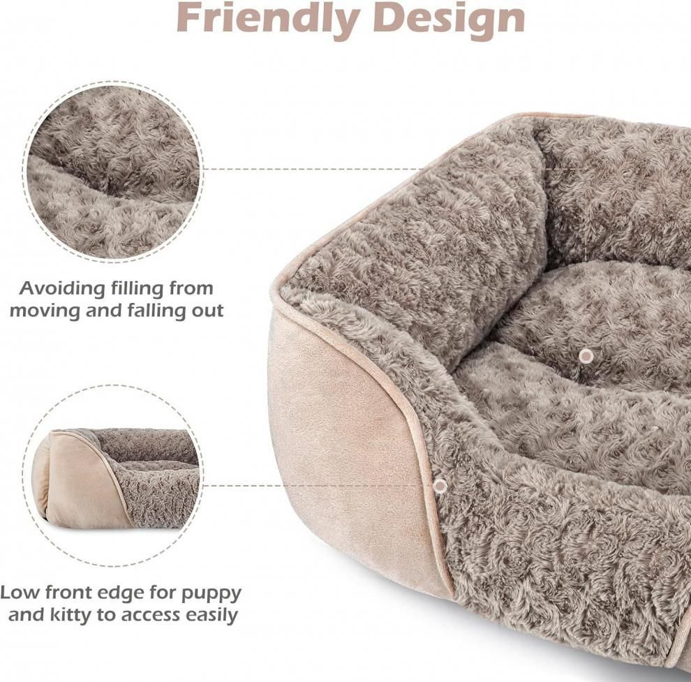 Washable Bolstered Pet Bed - Camel S