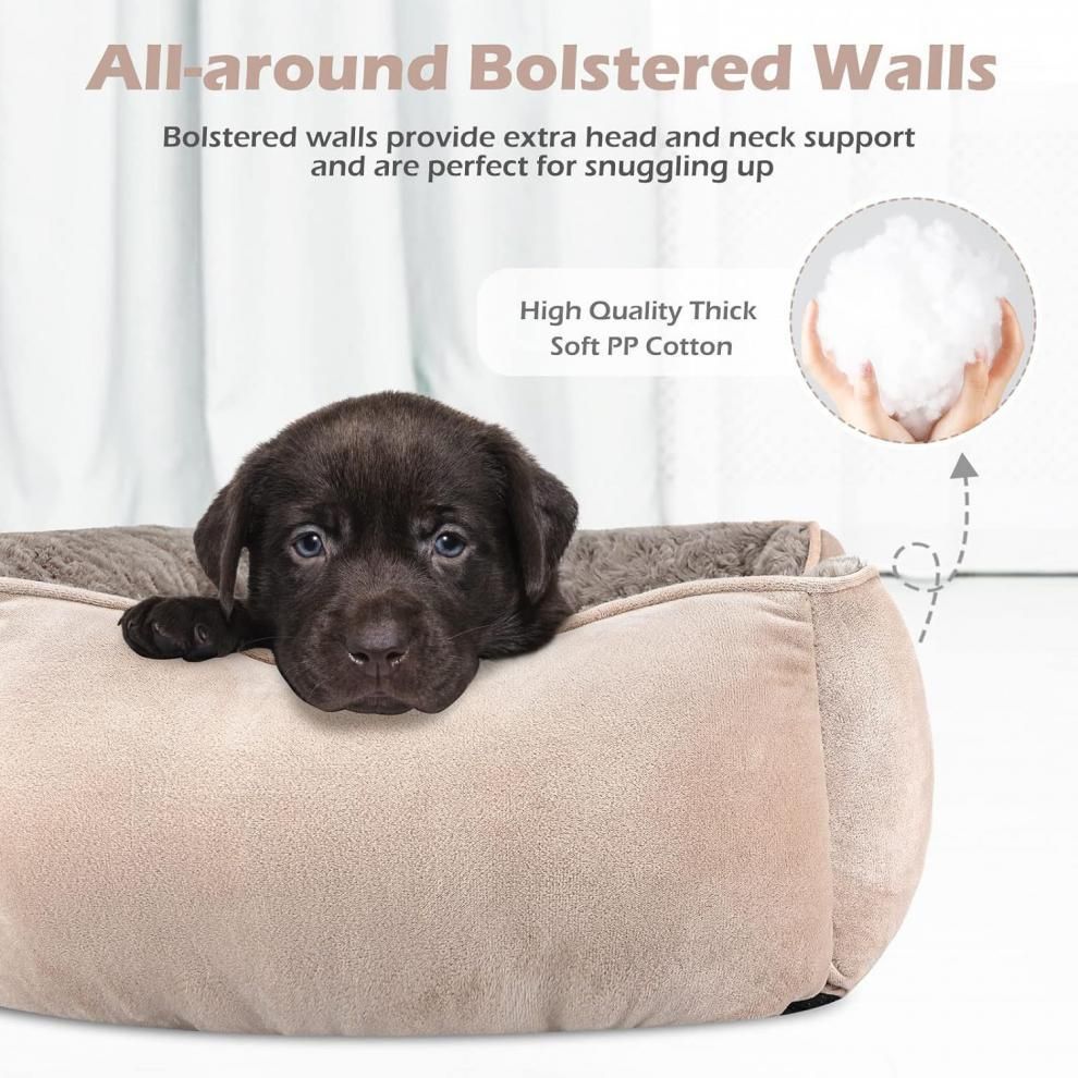 Washable Bolstered Pet Bed - Camel S