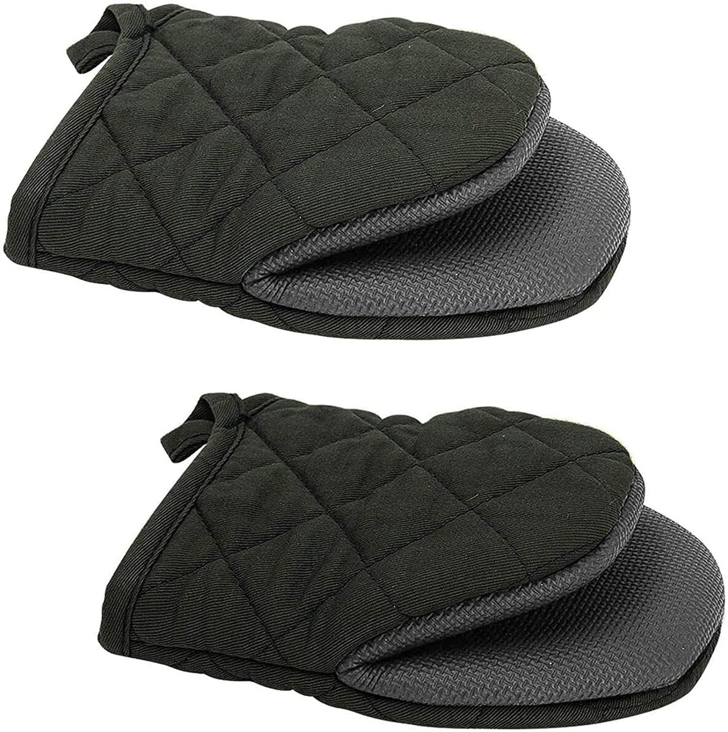 Heat Resistant Oven Mitts 2 Pack - Black