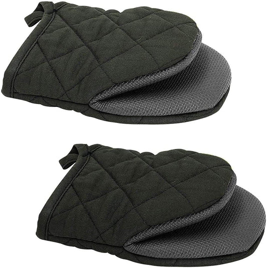Heat Resistant Oven Mitts 2 Pack - Black