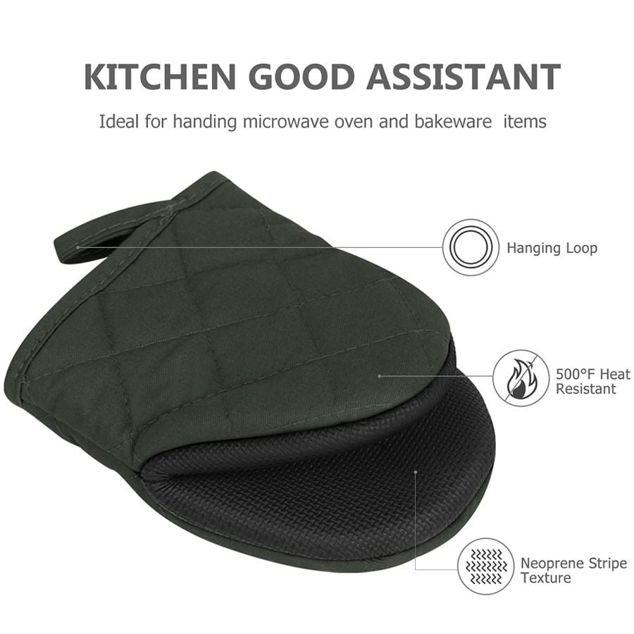 Heat Resistant Oven Mitts 2 Pack - Black