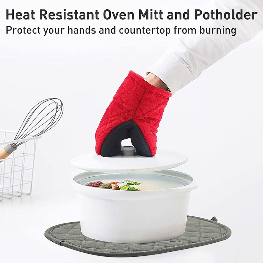 Heat Resistant Oven Mitts 2 Pack - Black