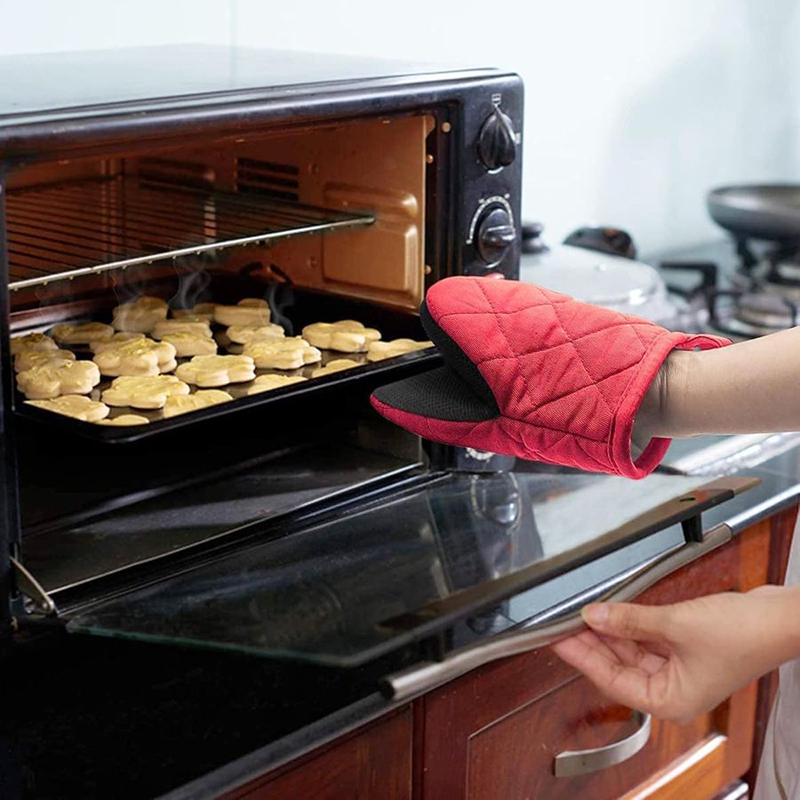 Heat Resistant Oven Mitts 2 Pack - Black