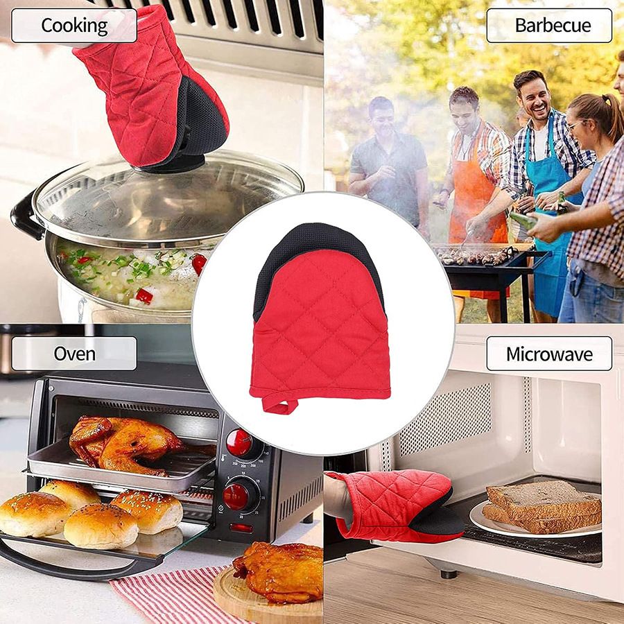 Heat Resistant Oven Mitts 2 Pack - Black