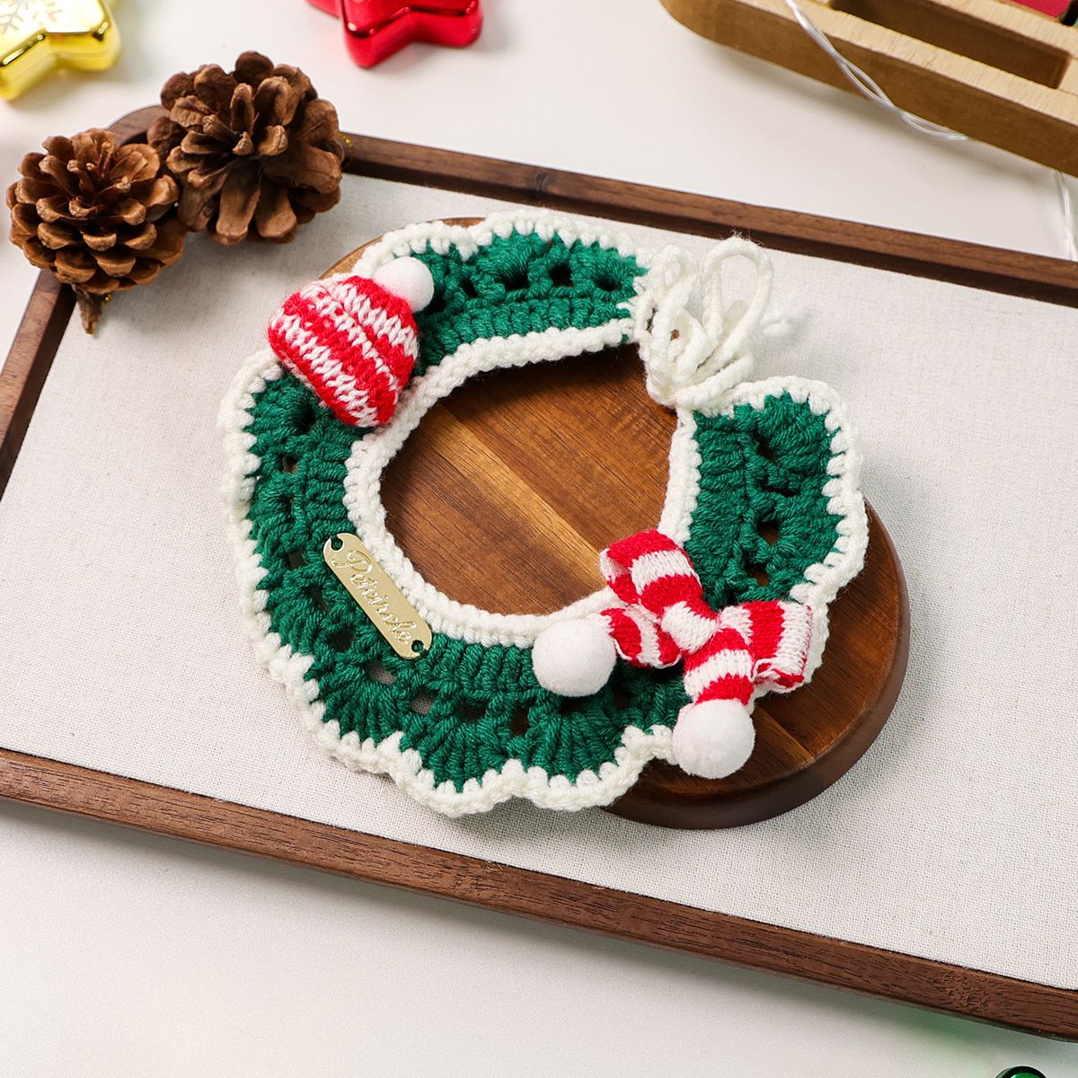 Christmas Pet Collar - Green Scarf & Hat