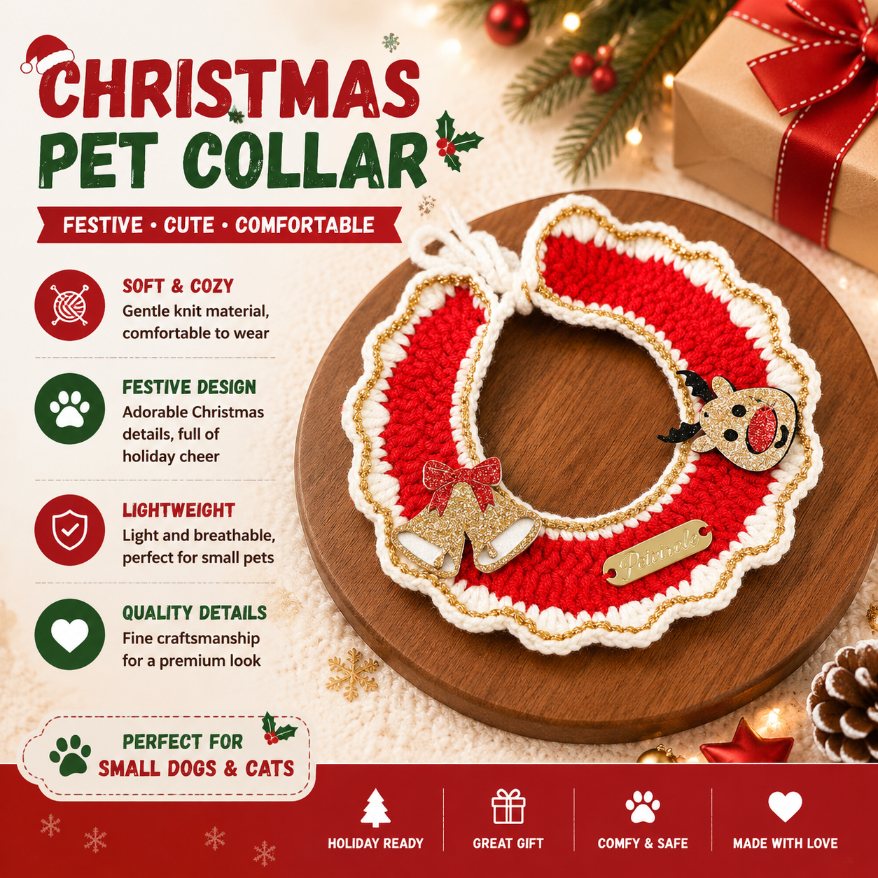 Christmas Pet Collar - Bell Deer