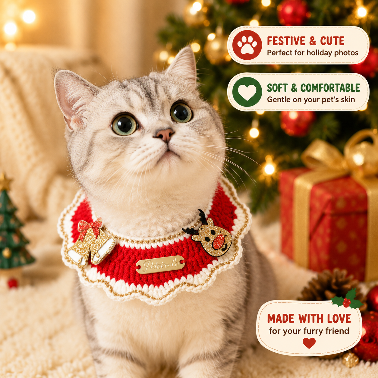 Christmas Pet Collar - Bell Deer