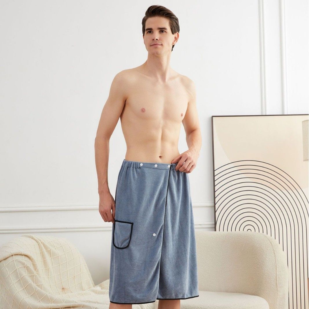 Men's Microfiber Bath Wrap - Navy