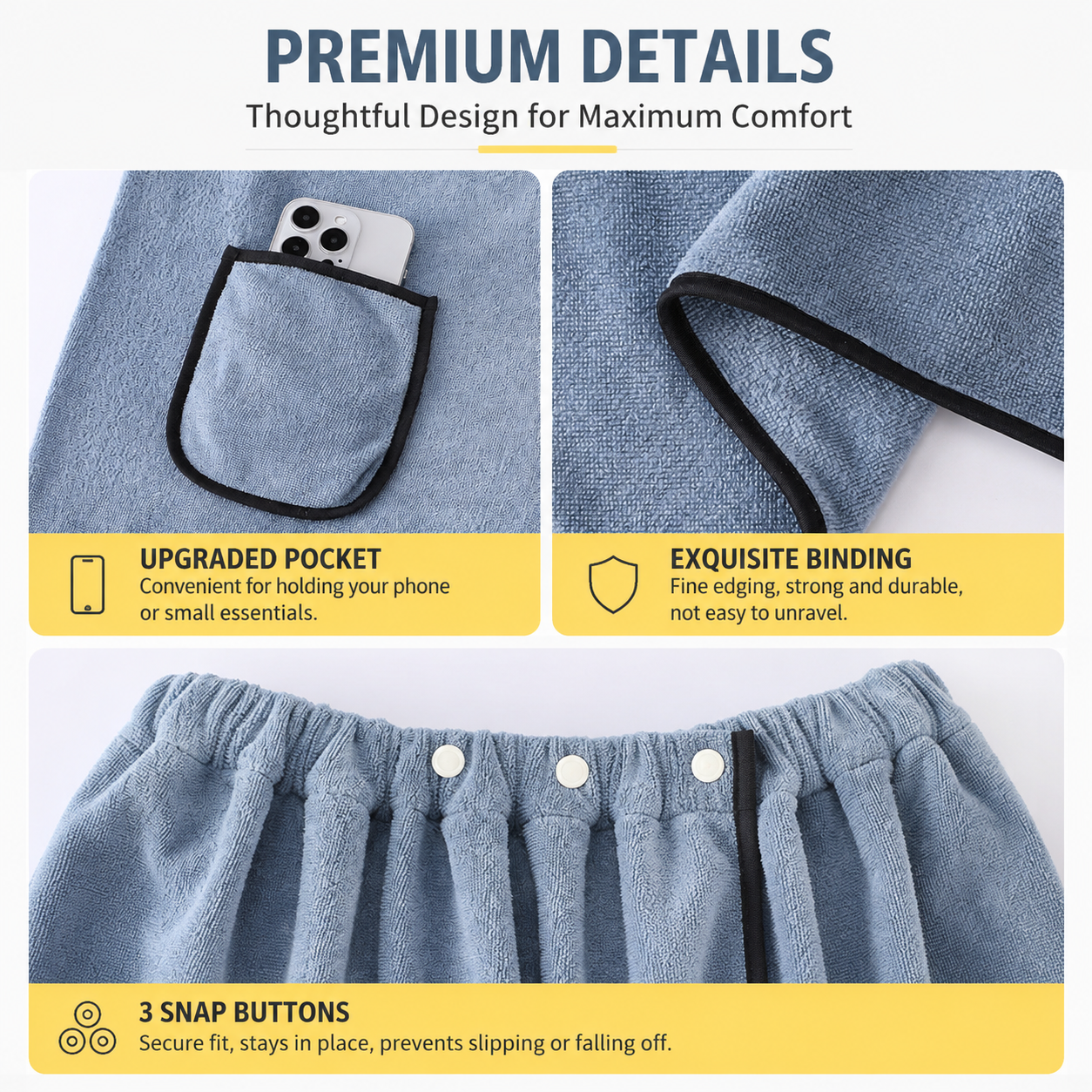 Men's Microfiber Bath Wrap - Navy